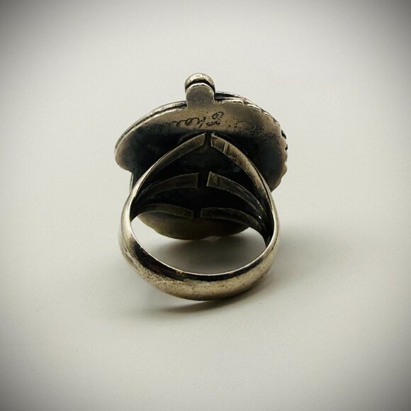 Navajo Sterling Turquoise Ring — F & D Charley | Sz 8.25 | 16g - Picture 4 of 7